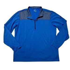 Adidas Golf Shirt Mens Large Blue Lightweight 1/4 Zip Pullover Performance